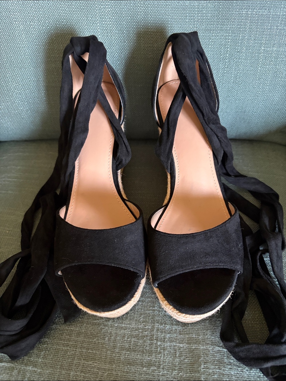 Brand New Black suedette espadrilles size 8 a little high for me